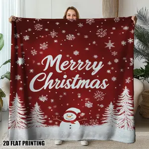 Sty Snowy Scene Blanket Christmas Flannel Throw Blanket 1pc Snowy Scene Comfortable Stylish Warm Plush Winter Decoration for Bed Sofa Home