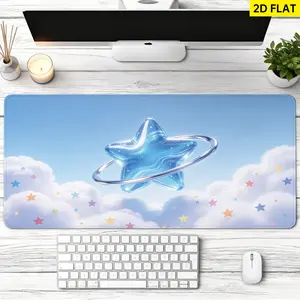Extra Large 3D Blue Glossy Star Planet Mouse Pad,Non Slip Rubber Pad,Desktop Decoration Drotection Pad, Washable,Lock Edge Multi Size,Premium Multipurpose Mousepad For Office,Workstation,Gift for Family and Friends