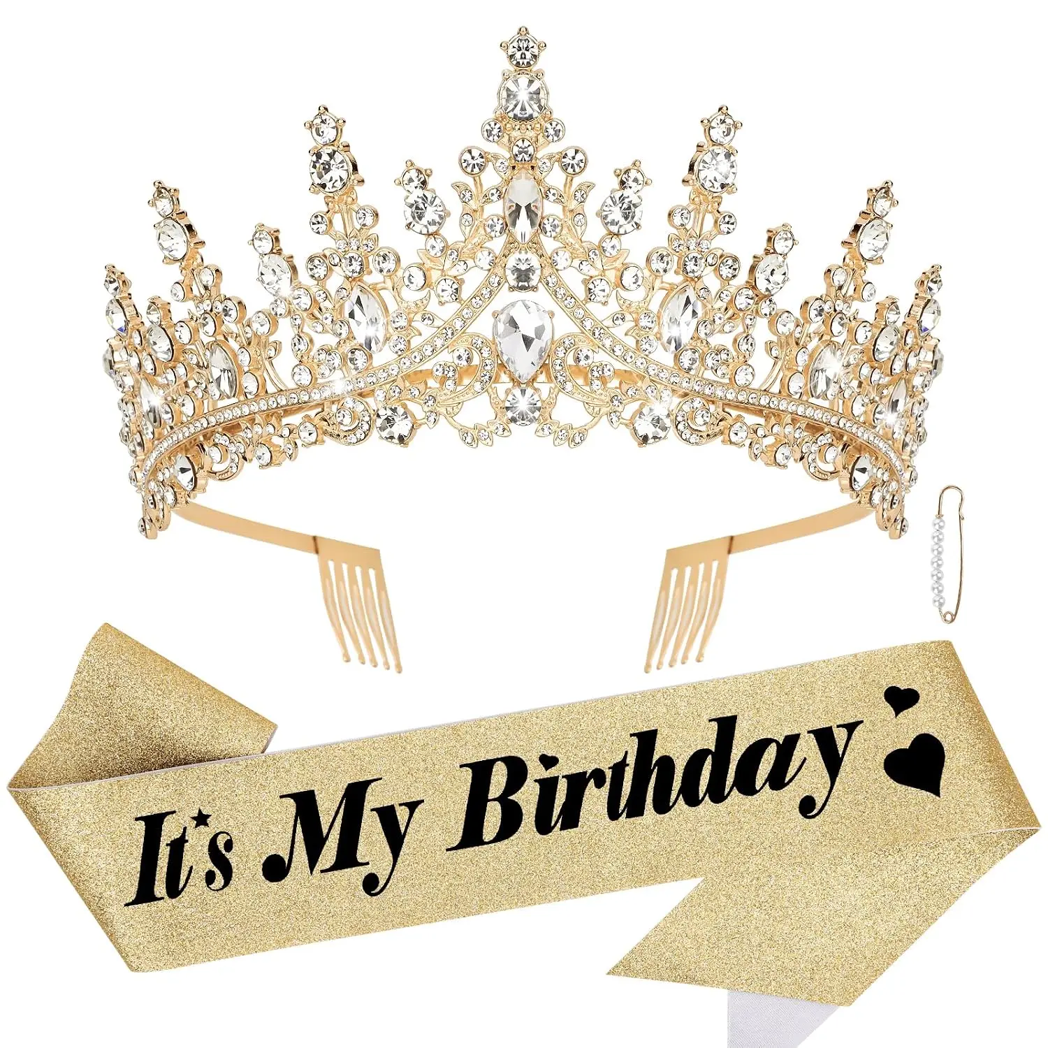 and Green Birthday Tiara and Sash for Women Girls It's My Birthday Crown and Sash Princess Sashes for Parties and Celebrations
