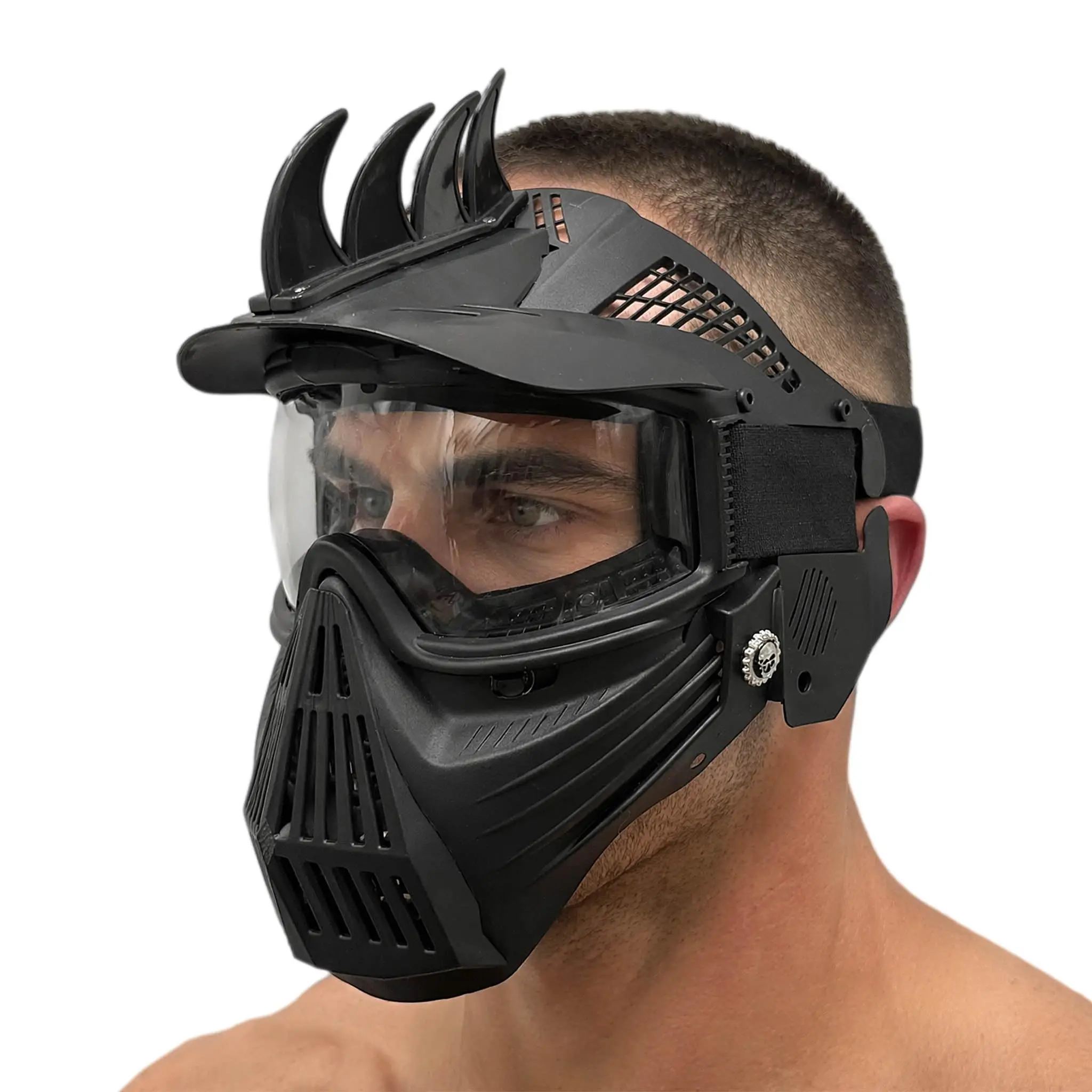 Motorcycle Full Face Mask Tactical Airsoft Mask with Clear Goggles for Men, Breathable Protective Gear for CS Games, Motocross, ATV, Offroad,Halloween Cosplay, Outdoor Activities