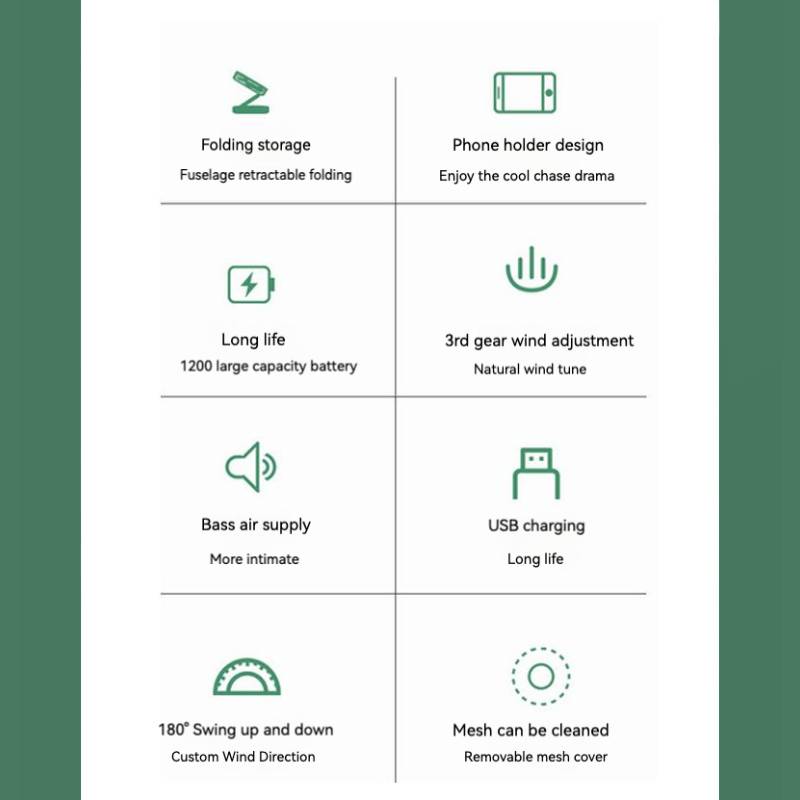 Portable Foldable Fan, USB Charging Retractable Mini Fan, High-Speed Silent Electric Fan, Outdoor Camping & Hiking Equipment