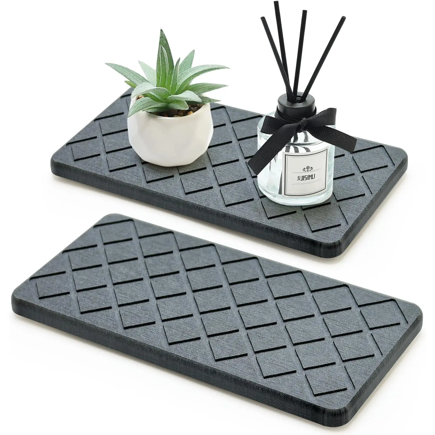 Water Absorbing Stone Drying Tray for Kitchen Counter Decor Bathroom Sink | Diatomaceous Earth Soap Dish Dispenser Tray Diatomite Stone  Quick Drying Mat Bathroom  Trays Black Sponge Holder