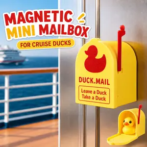 Magnetic Mini Mailbox for Cruise Ducks, Wall-Mounted Decorative Cruise Door Decor with Strong Magnetic Back, Cute 3D Printed Duck Mailbox for Leave a Duck Take a Duck Game, Cruise Gift for Travelers