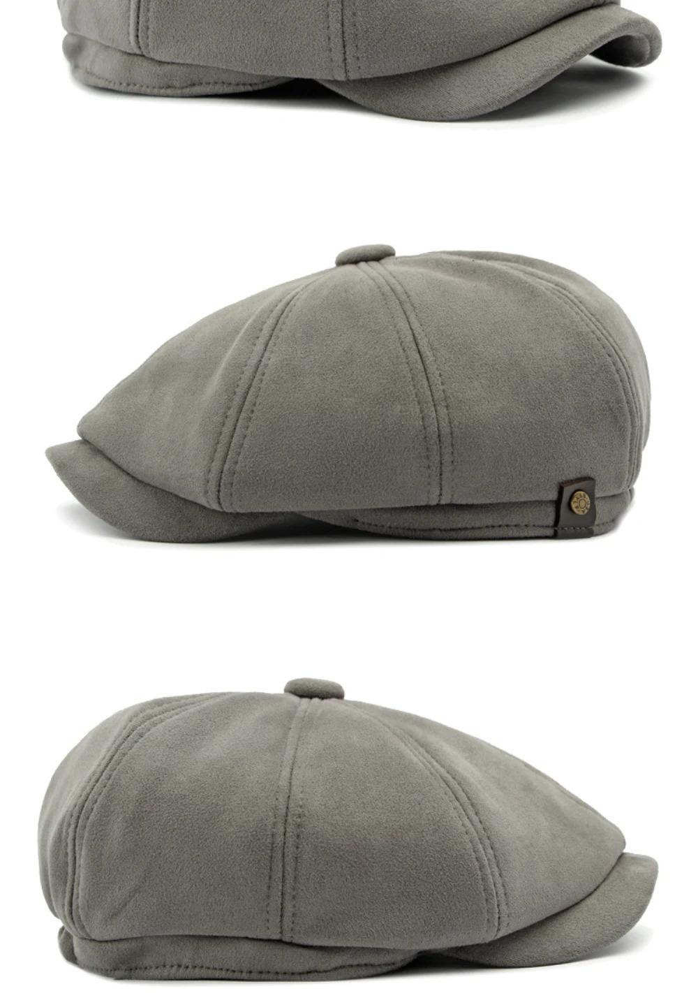 HT4580 Berets Men Women Hot Sale Suede Beret Cap Solid Octagonal Flat Cap Male Female Autumn Winter Hat Artist Painter Beret Hat