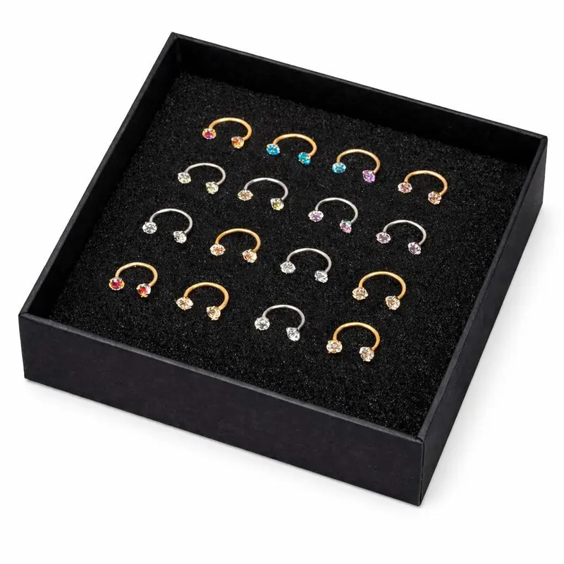 20G Small Snug Horseshoe Nose Ring – 7mm/8mm Snug Fit Nose Hoop, Internally Threaded Gems, Lightweight
