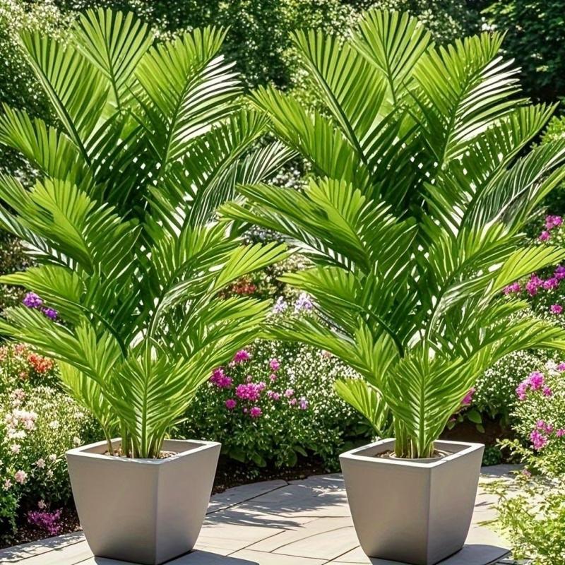 2pcs Large Lifelike Tropical Palm Artificial Plants - Vibrant Green Leaves, Suitable for Indoor/Outdoor Decor, Garden, Patio, Poolside, Christmas, Thanksgiving, Father's Day, Holiday Decoration, Ornamental Foliage without Pot, Best for Christmas, Perfect