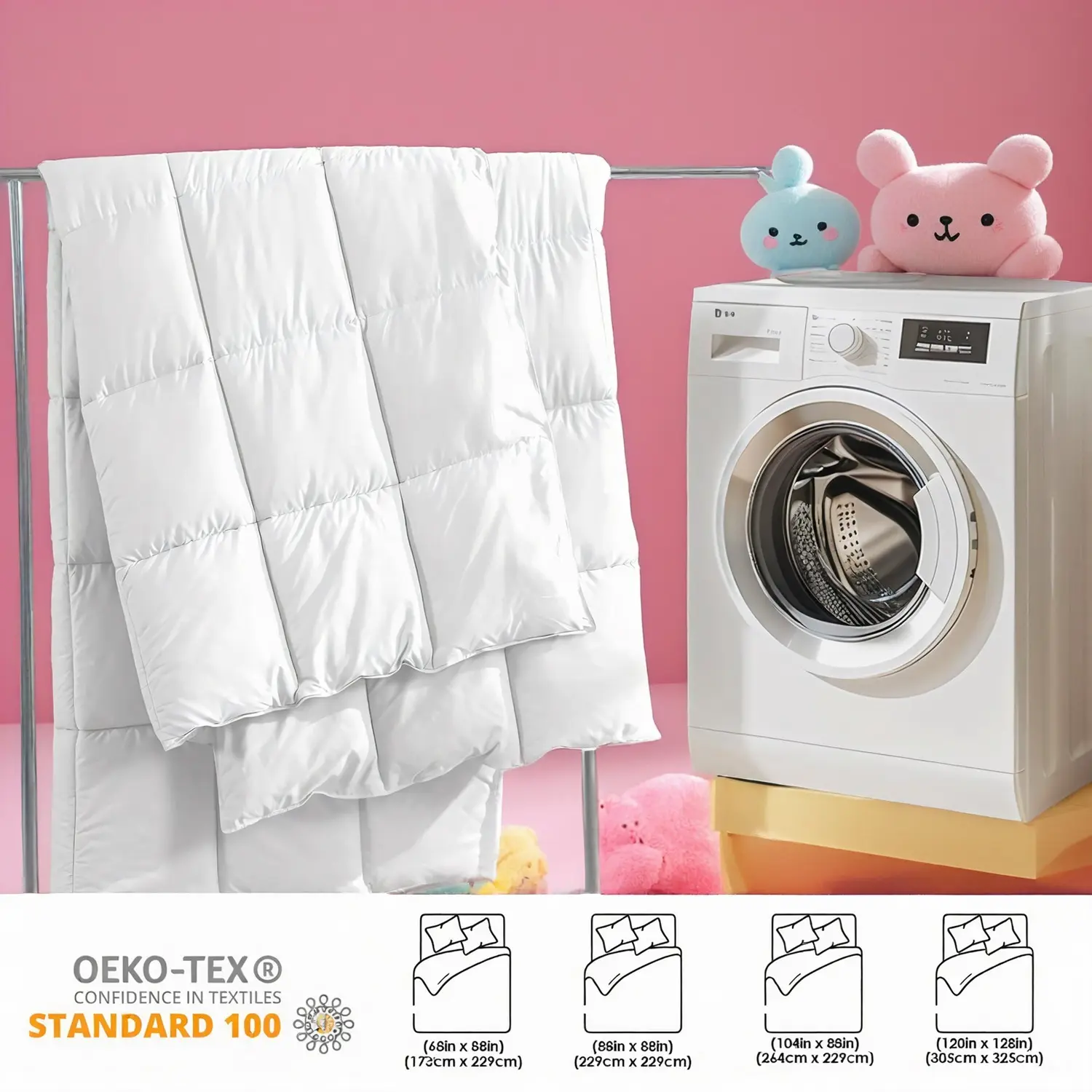 White thick quilt core, fresh style cute girly bedroom and dorm quilt cover, comfortable, breathable, soft, machine washable, Christmas gift white plus-size cute girls' plaid thick quilt, microfiber zipper closed-style quilt.
