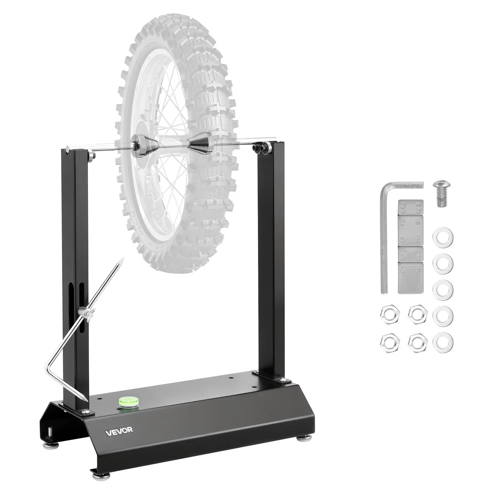 VEVOR Motorcycle Tire Balancer, 88.2 lbs Capacity Truing Stand with Adjustable Cones, Truing Pointer & Balancing Tools, Fits 32-in Dia Wheels for Most Motorcycles, Wheel Truing