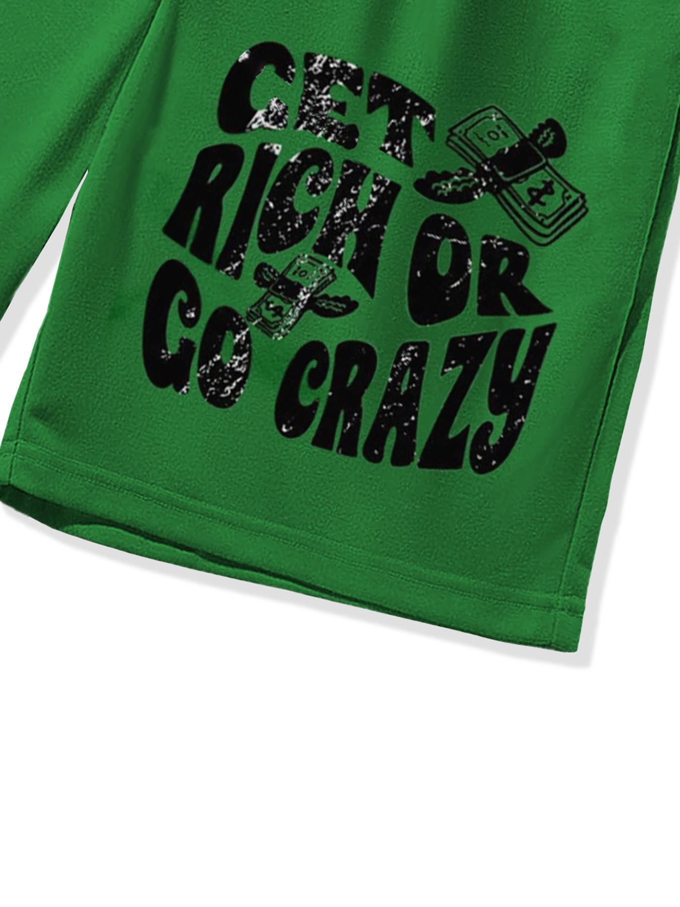 Two-Piece Set Men's Money Print Graphic Short Sleeve Crop Tee & Shorts, Loose Casual Fashion Round Neck T-shirt & Shorts for Daily Outdoor Wear, Men's Clothing for Summer, Menswear