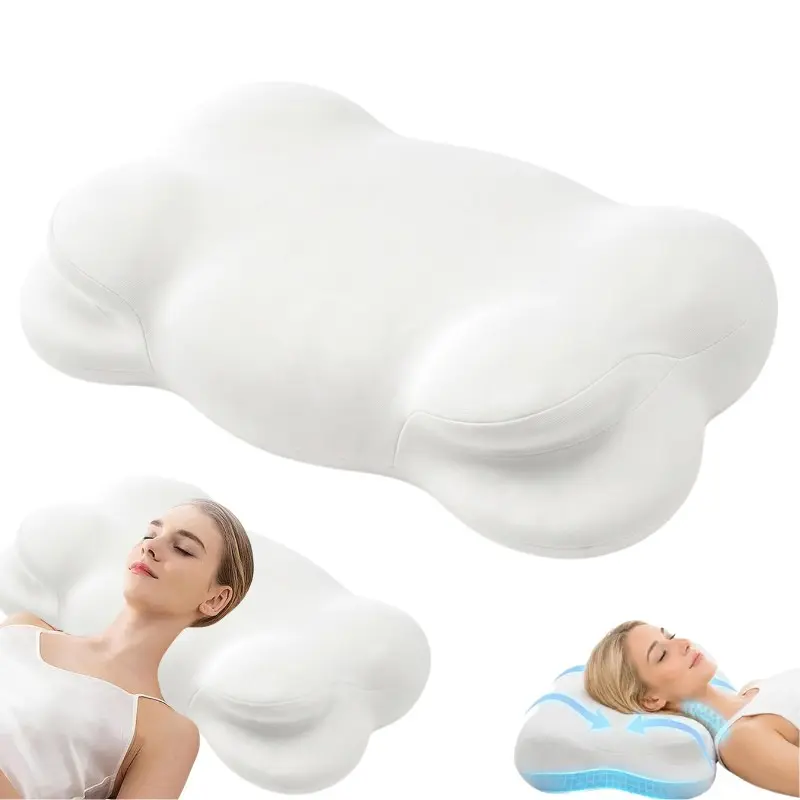 Multi-shaped curved bed pillow, Supportive head cushion, soft and comfortable, with washable cover, effectively supporting the head and shoulders, suitable for various sleeping postures, ideal for family bedroom rest
