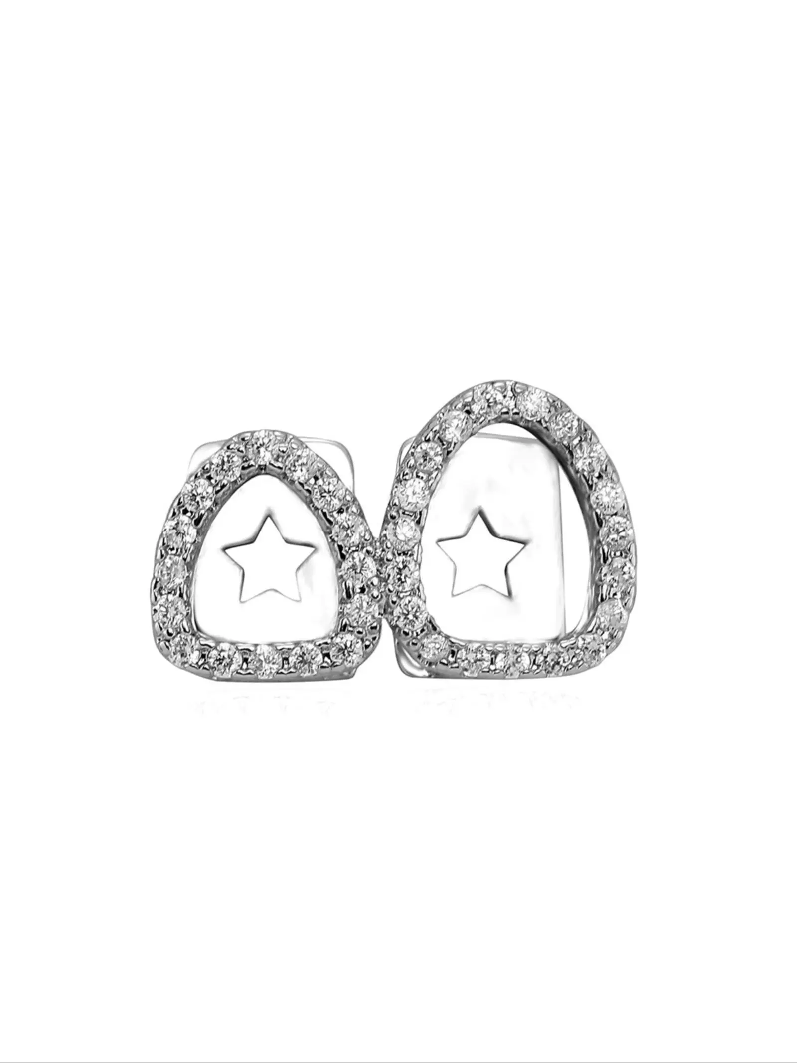 Double Heart Hollow Out Hip Hop Rhinestone Teeth Grills, Festival Unique False Teeth Decoration, Tooth Gem, Teeth Accessory