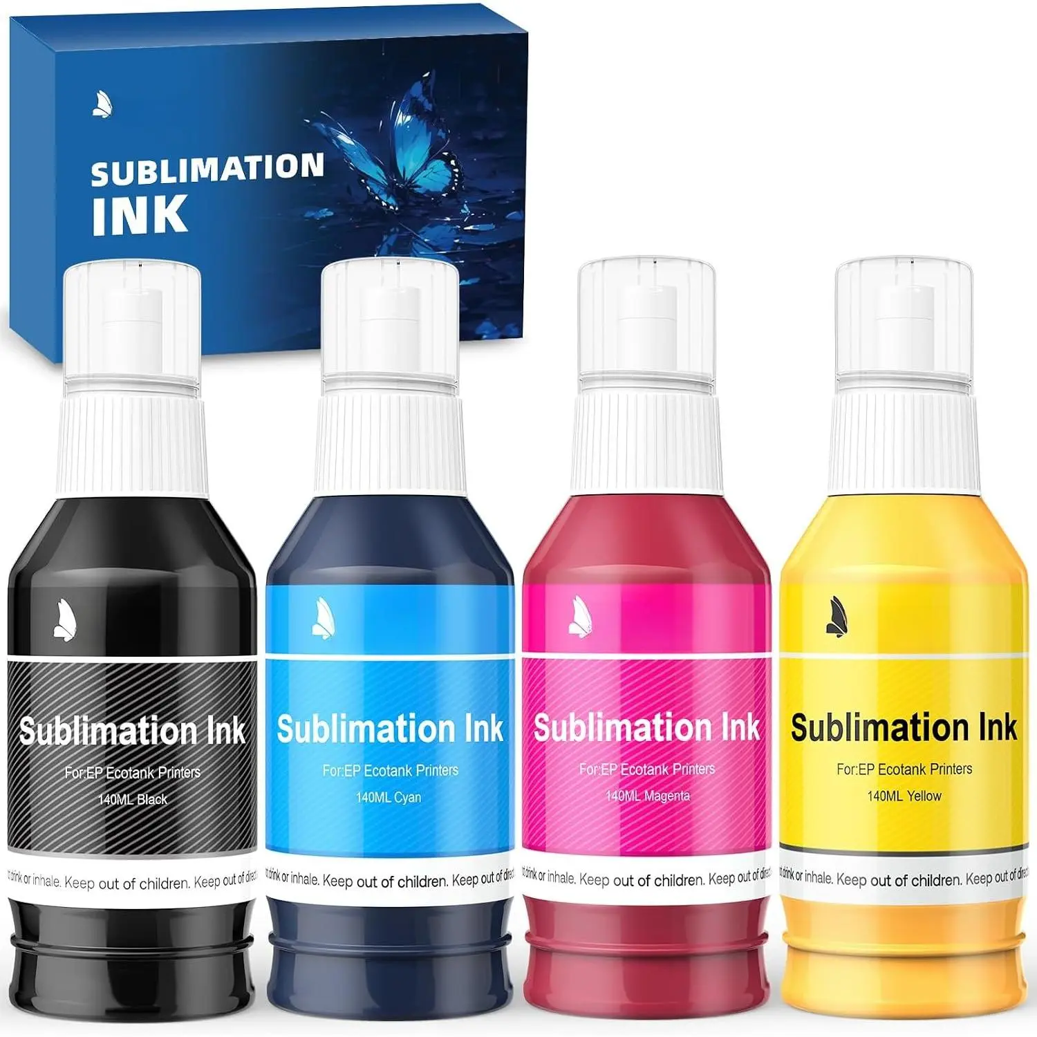 140mlx4 Sublimation Ink for ET-2800/ET-2400/ET-4800/ET-2760/ET15000 Printer | Clog-Free | Leak-Proof Bottles | , Fade-Resistant Transfer for Mugs, T-Shirts & Phone Cases