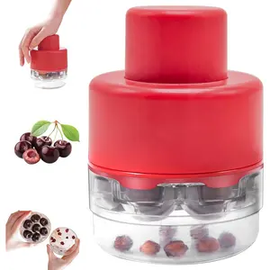 Cherry Pitter - 7-In-1 Cherry Seed Remover Cherry Pitter Tool Push Type Cherry Corer Multiple, Kitchen Cherry Jam (Red)