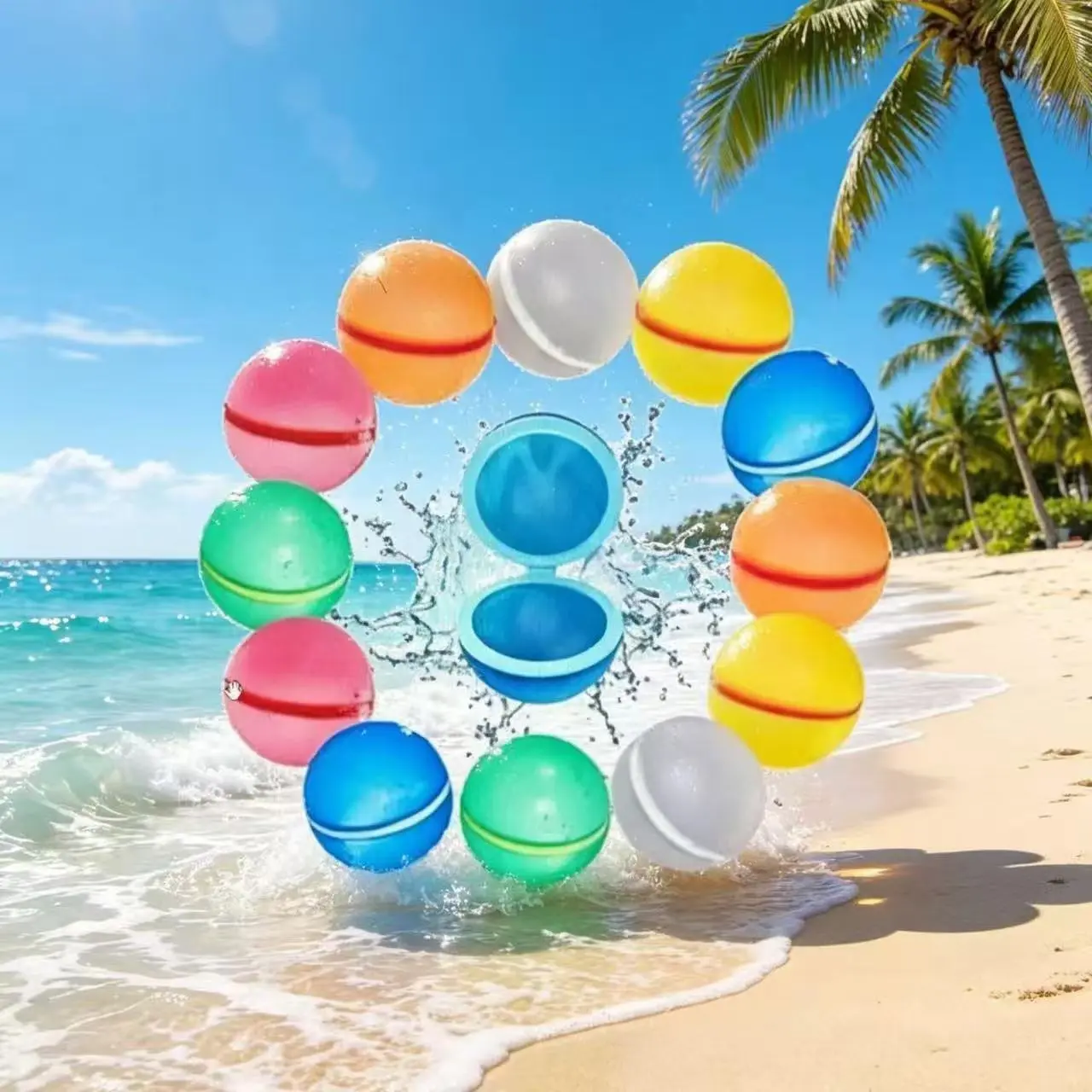 5pcs Reusable Silicone Water Balloons for Outdoor Activities, Durable & Fun Party Supplies, Perfect for Kids' Summer Games
