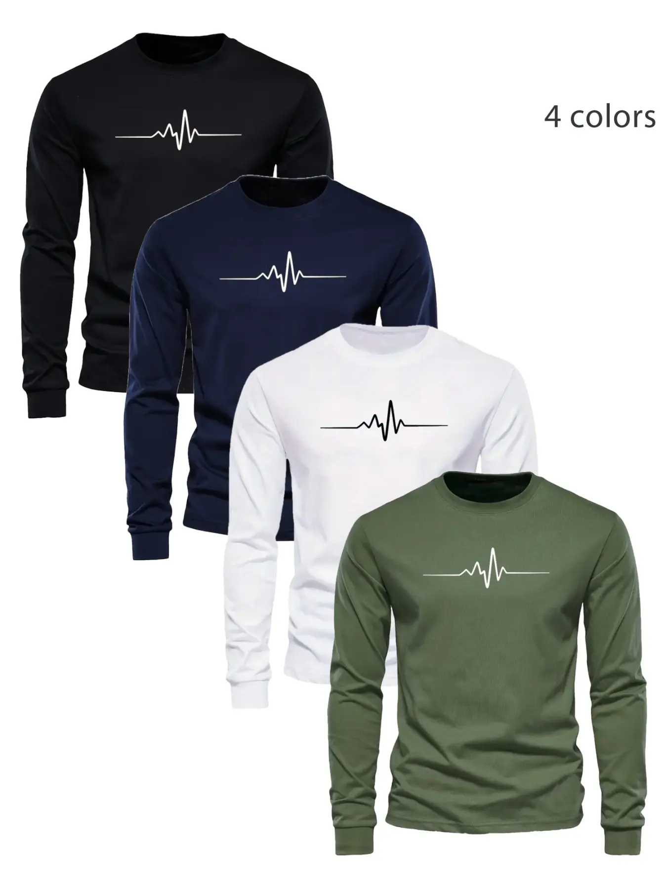 4-Pack Men's Casual Long Sleeve T-Shirts, Activewear T Shirt, Ideal for Daily Wear and Running Training, Comfortable Basic Underwear for Men