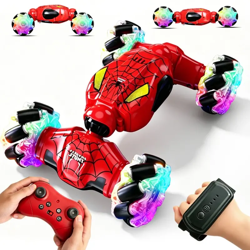 Spider Theme Gesture Control RC Car, Gesture Sensor Car, 4wd Off-Road Toy, LED Lights, 360° Rotation, Unisex Gift for Kids Ages 3-12, 2.4GHz Remote Control
