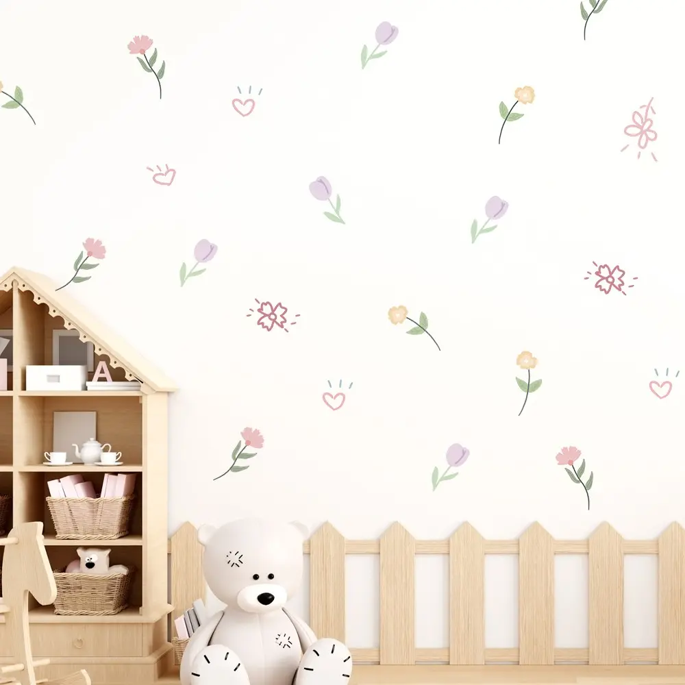 4-Piece Set Fresh Home Wall Stickers, Living Room Bedroom Study Decorative Wall Decals, Easy to Apply and Remove, Perfect for DIY Decoration