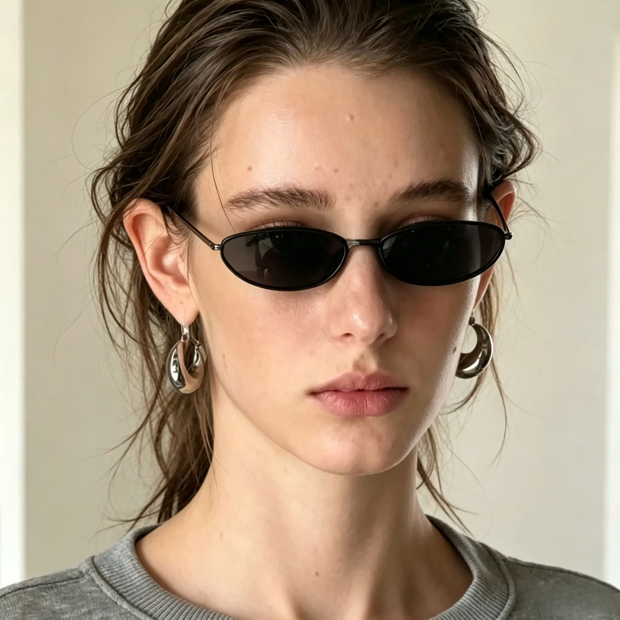 Unisex Small Cat Eye Sunglasses - Narrow Rectangle Frame, Retro Look, UV Protection, Polyamide Material, Everyday Wear Fashion Eyewear for Narrow Frame Enthusiasts
