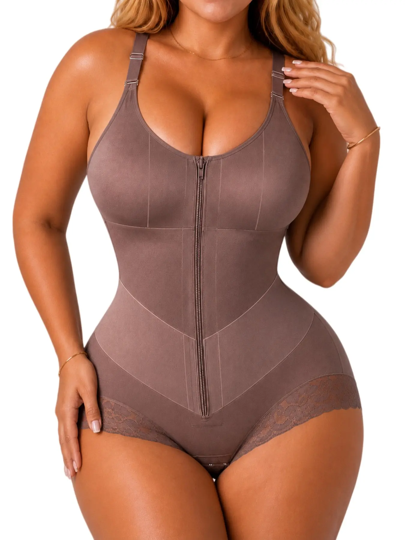 1 Count Women's Sexy V-Belt Tummy Control And Butt Lifting Shapewear, Fajas, Colombian Shapewear, Adjustable Thin Shoulder Straps Comfortable Bodysuit, High Elasticity Compression Jumpsuit, Suitable For Daily Wear & Sport Training & Party