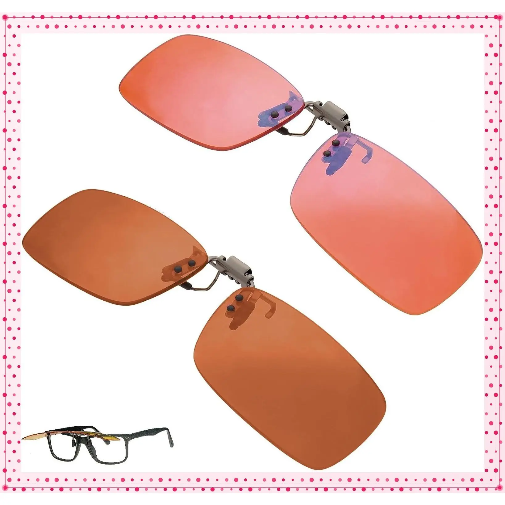 Indoor FL-41 Rose & Outdoor FL-60 Clip-on Fit-over Blue Blocking Migraine Computer Reading Glasses for Light Sensitivity, Photophobia and Fluorescent LED LightingGift