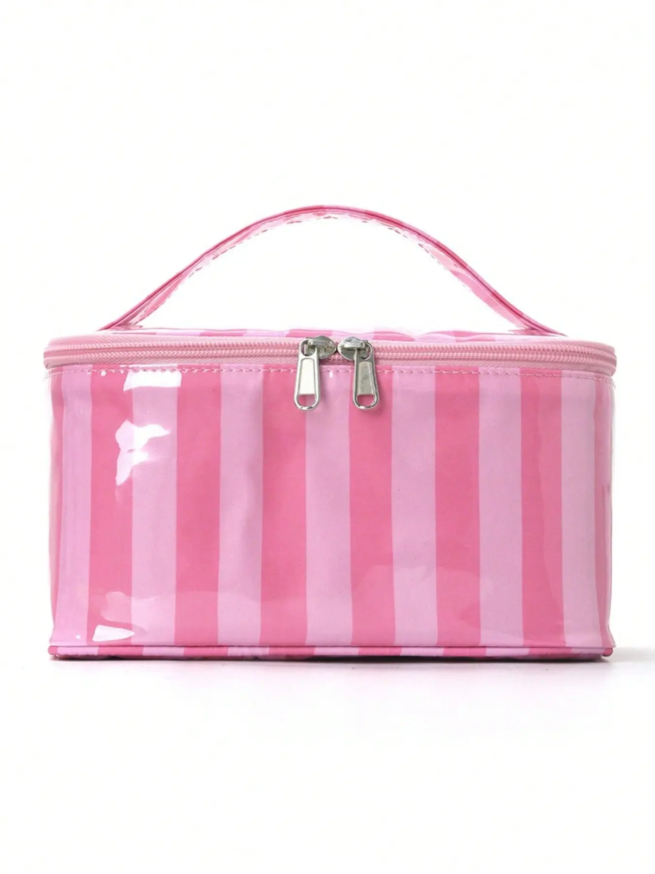 Fashion Colorblock Striped Makeup Bag, Large Capacity Portable Travel Cosmetic Case, Waterproof Handheld Organizer, Stylish Beauty Accessory
