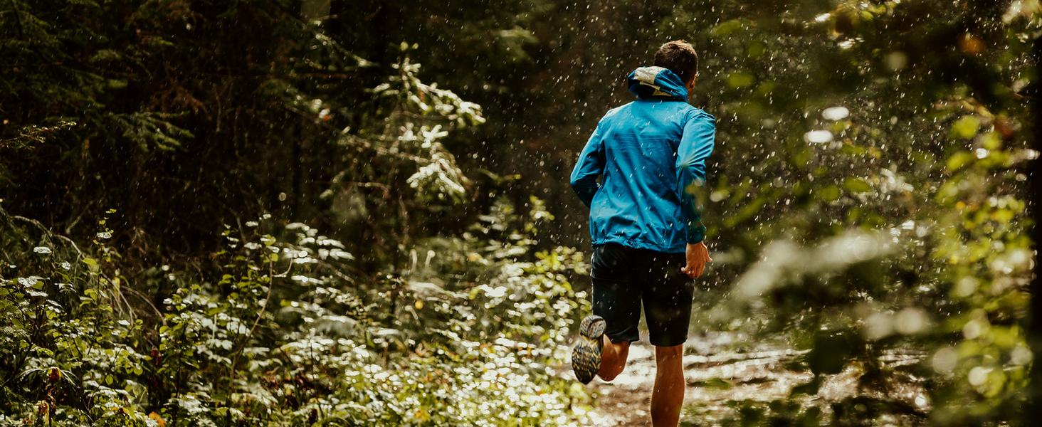 Baleaf Mens Waterproof Rain Jacket Lightweight Packable Windbreaker Hooded Reflective Coat Running Cycling Hiking Gear