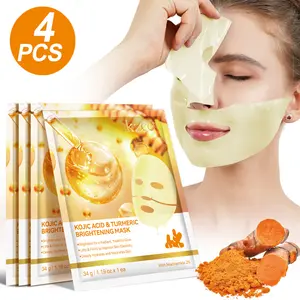 Ikzee Turmeric Collagen Facial Sheet Mask 4pcs, Rich in Collagen & 2% Niacinamide, Hydrating & Firming, Night Sleep Mask, Unisex Skin Care