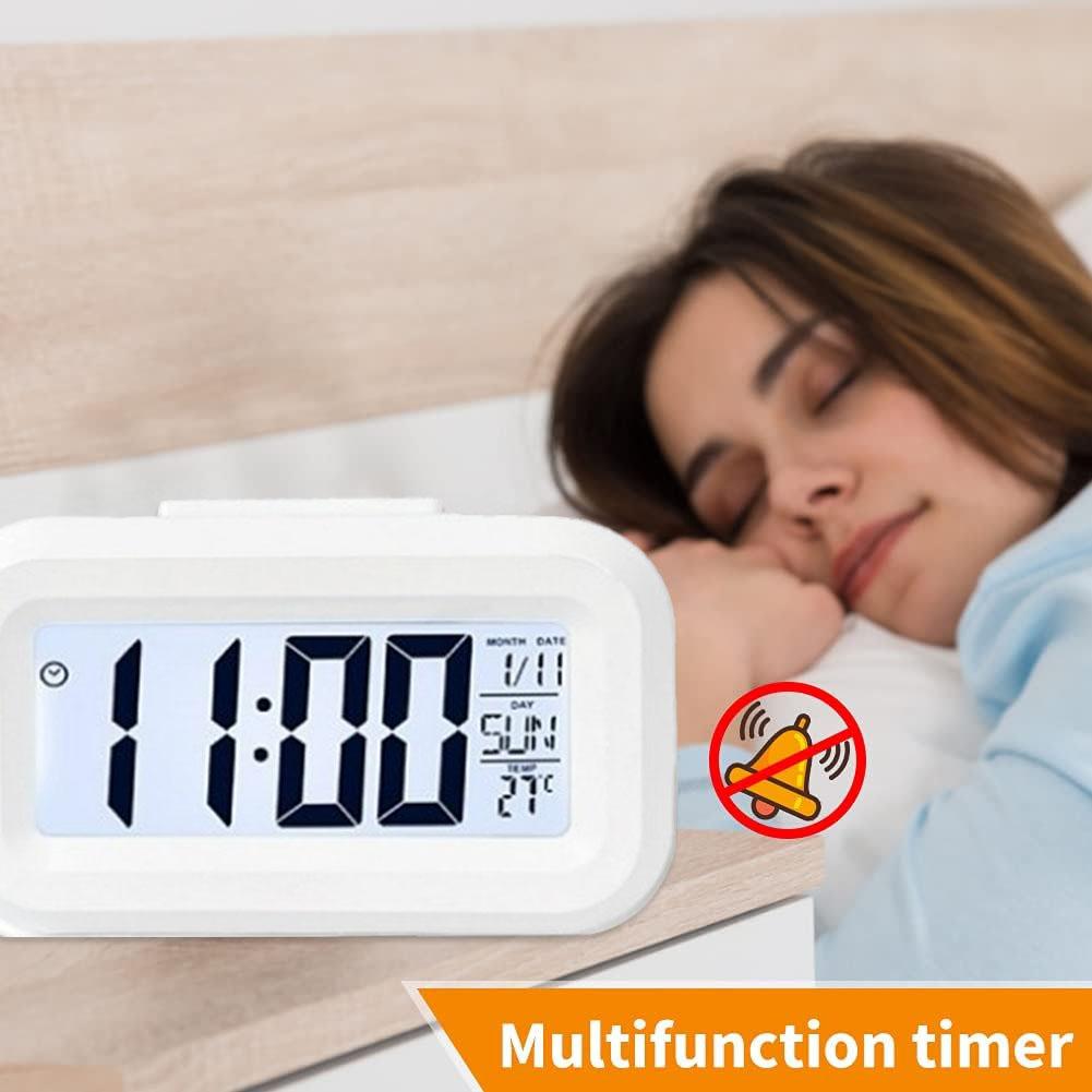 1 piece new style student alarm clock, electronic clock, smart desk multi-functional clock with night light, temperature, calendar, kitchen timer, Desktop electronic clock