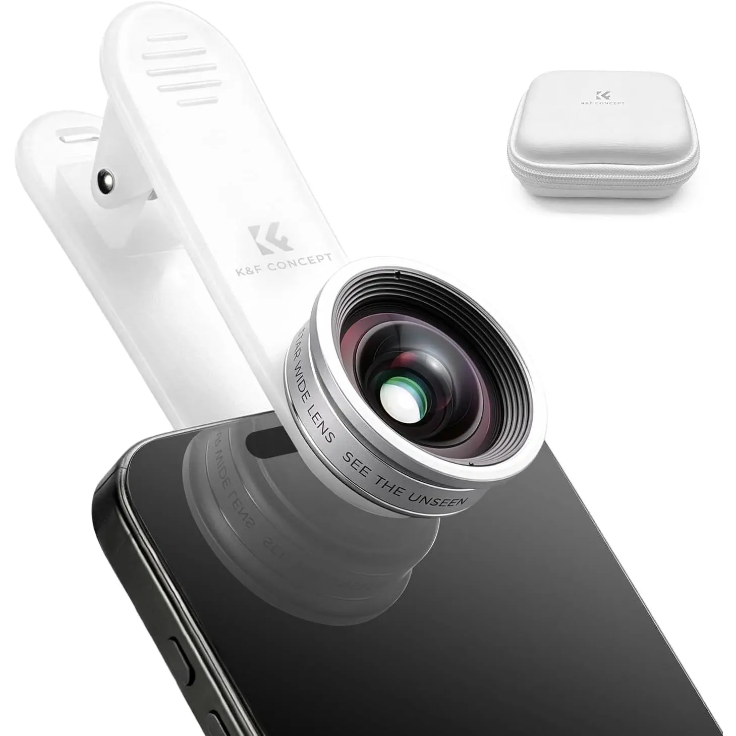K&F CONCEPT Selfie Front Wide Lens | 18mm Equivalent+43% Wider View, HD AR Coated Optical Glass, 25g Lightweight Aluminum Housing, Fits Front & Rear Cameras, JW01