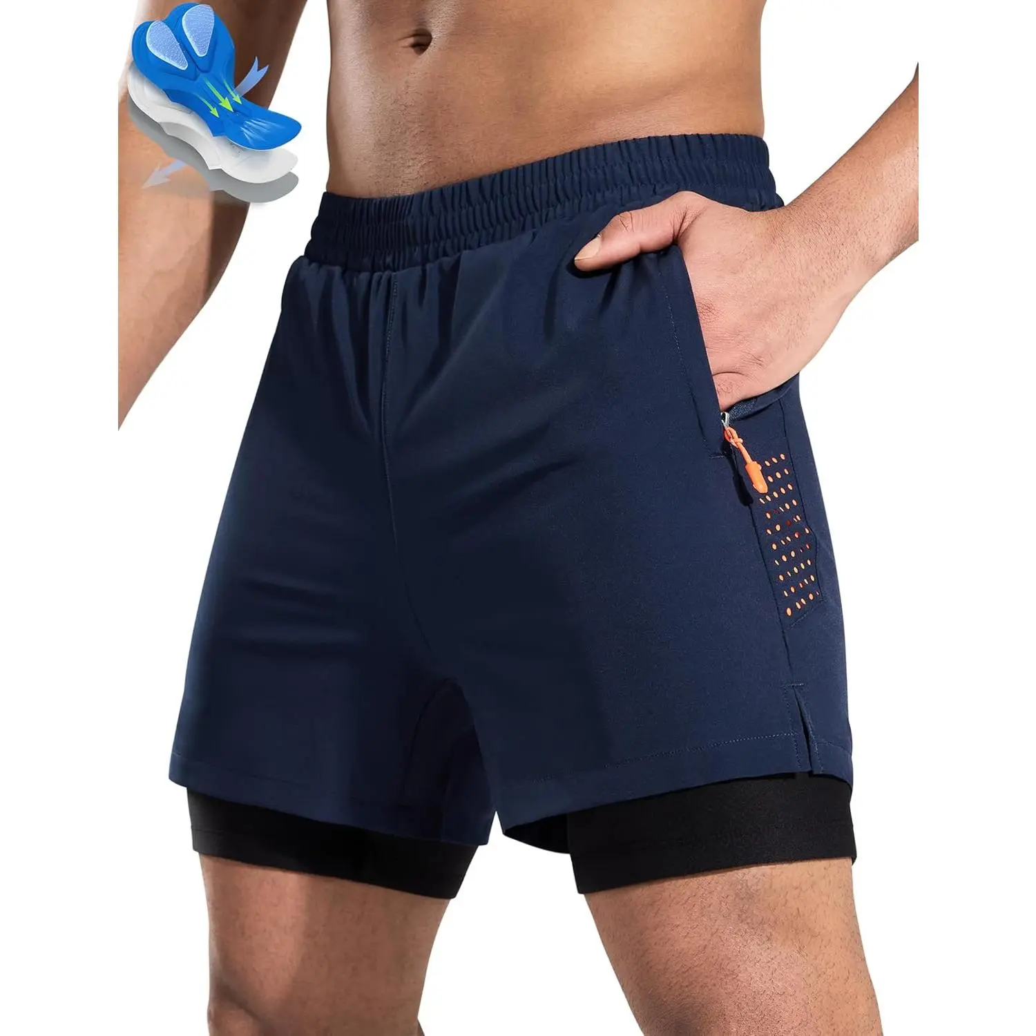 Men's Mountain Bike Shorts 4D Padded Cycling Bicycle Biker Riding Loose-fit Gel Padding Shorts Zipper Pockets