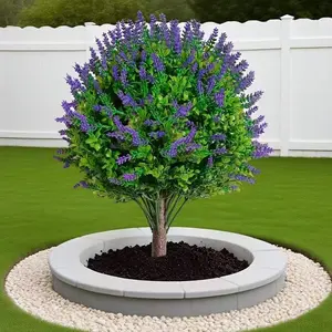 1/2pcs Artificial Lavender Hedge Ball Tree, UV-Resistant Cedar Bush, Indoor Outdoor Front Porch Garden Backyard Decor, with Ground Stakes