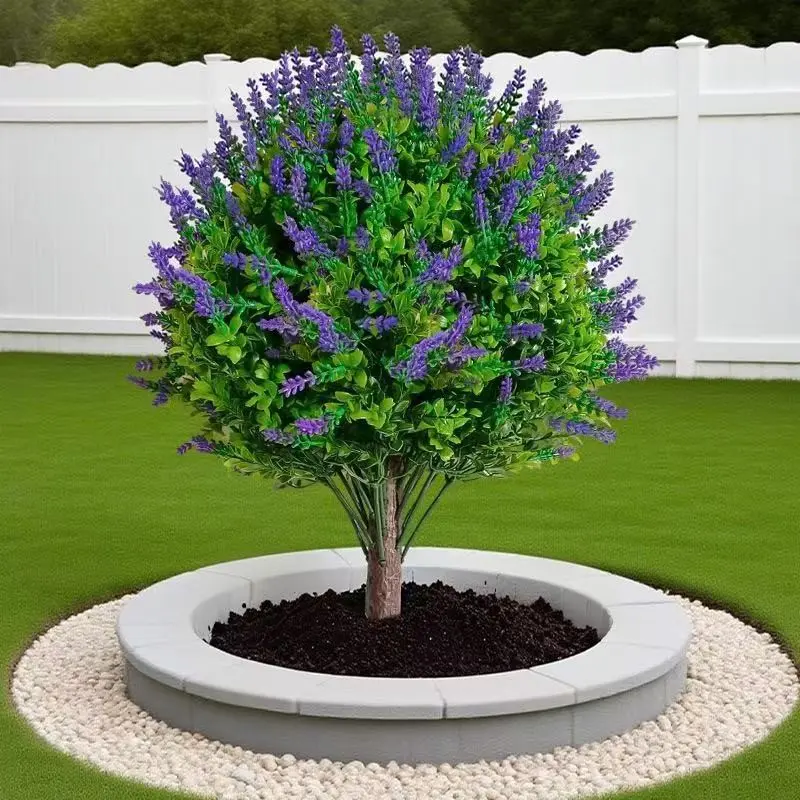 1/2pcs Artificial Lavender Hedge Ball Tree, Faux Tree, UV-Resistant Cedar Bush, Indoor Outdoor Front Porch Garden Backyard Decor, with Ground Stakes