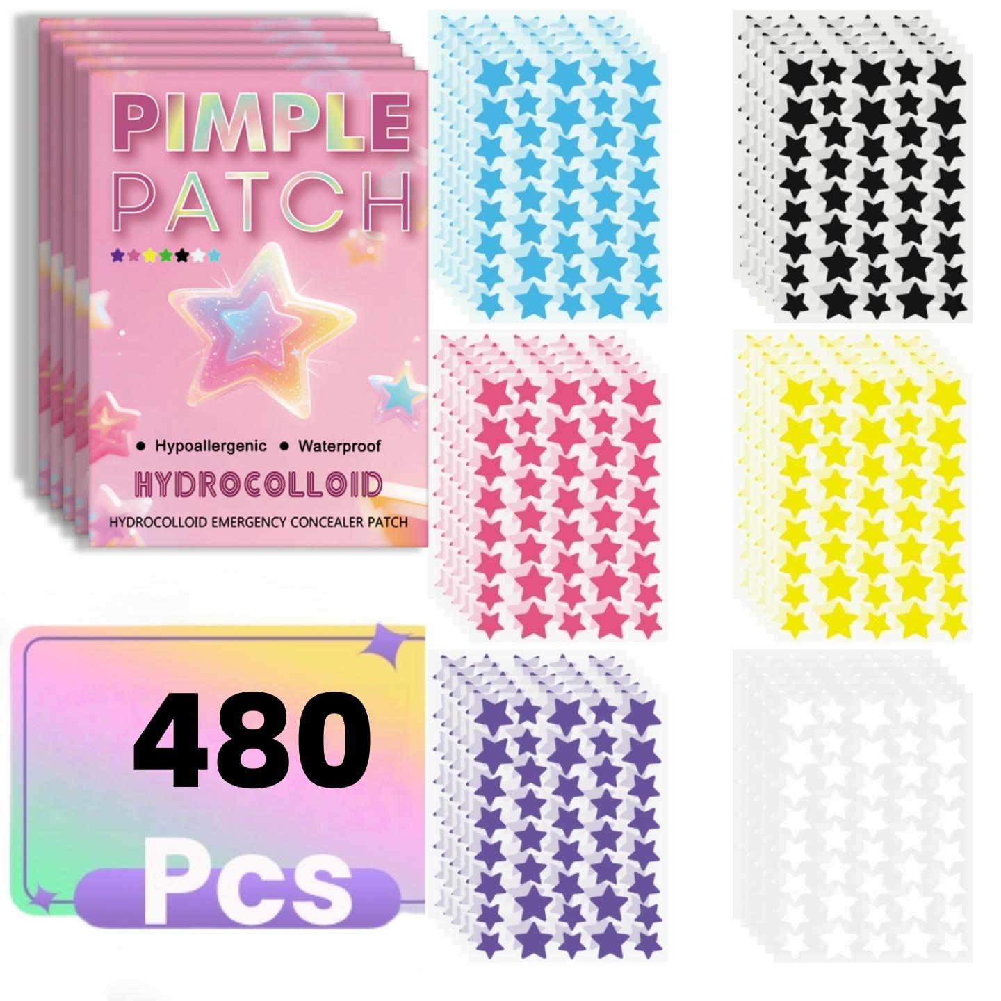 480 Pcs Hydrocolloid Pimple Patches for Face, Hypoallergenic Acne Spot Stickers with Tea Tree, Salicylic Acid and Cica Oil in Cute Colorful Star Shapes