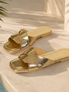 Snake Print Cross Strap Sandals, Summer New Arrival, Casual Flat Slide-On, European and American Style, Versatile Beach Shoes