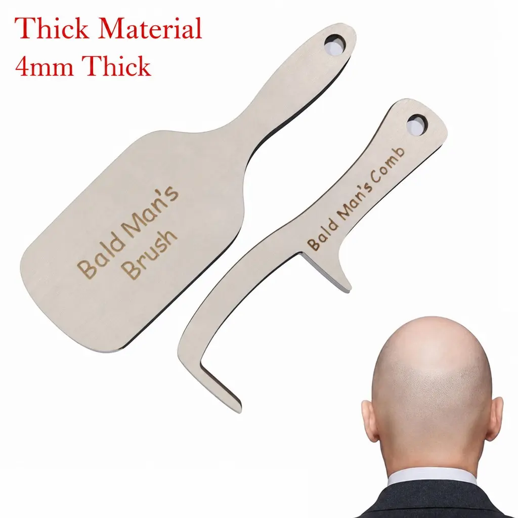 Funny Bald Men's Comb, Silly Bald Head Makeup Tool, Humorous Gift, Plastic No-Bristle Brush, Novelty Fun Gift, Unique Prank Item, Plastic Material