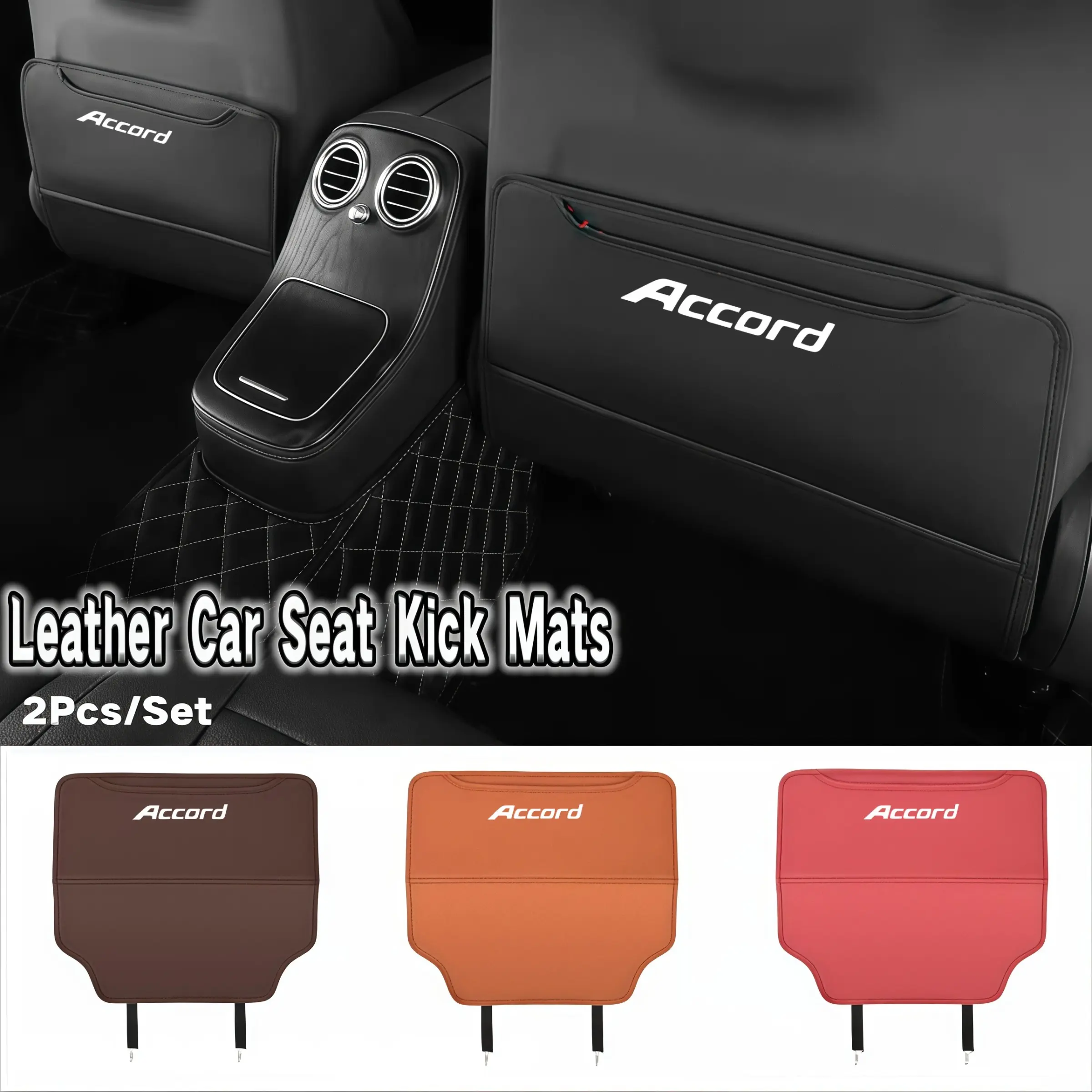 2pcs Car Seat Back Protector Pad, Leather Rear Protection Mat, Anti-Scratch Interior Guard, Honda Accord Compatible, Easy Installation
