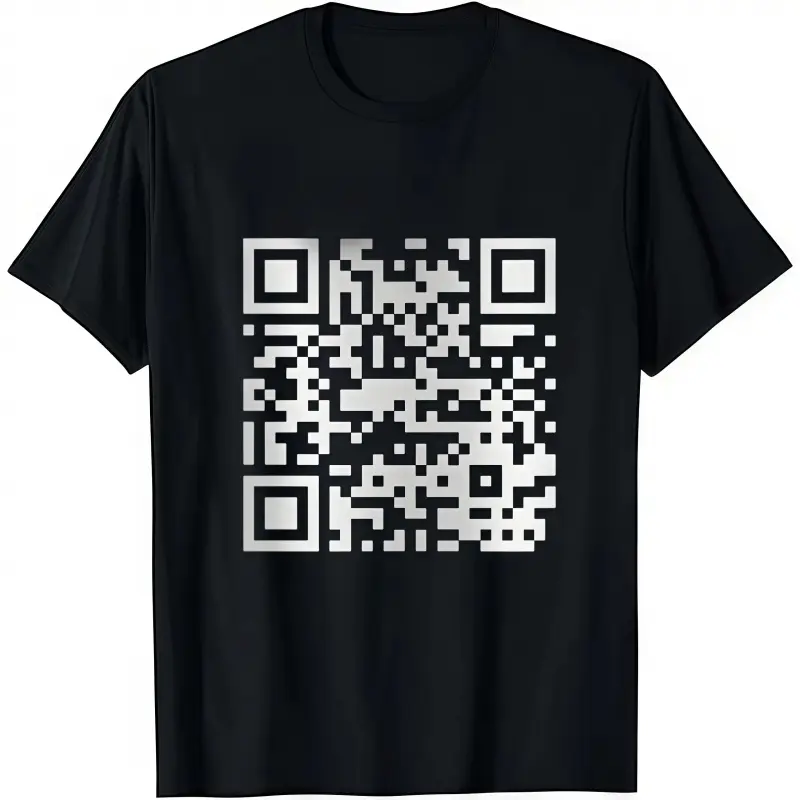 Men's Fitted Funny Graphic T-Shirt - Casual Soft Cotton Streetwear Top with FU QR Code Print, Short Sleeve Round Neck for Everyday Wear, Funny Shirts, Funny Gifts For Guys