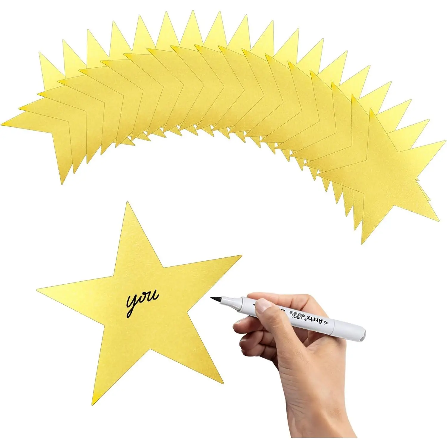 24PCS 6 Inch Gold Glitter Double Printed Cardboard Star Cutouts Decorations for Christmas Wedding Movie Night Classroom Wall Party Supplies