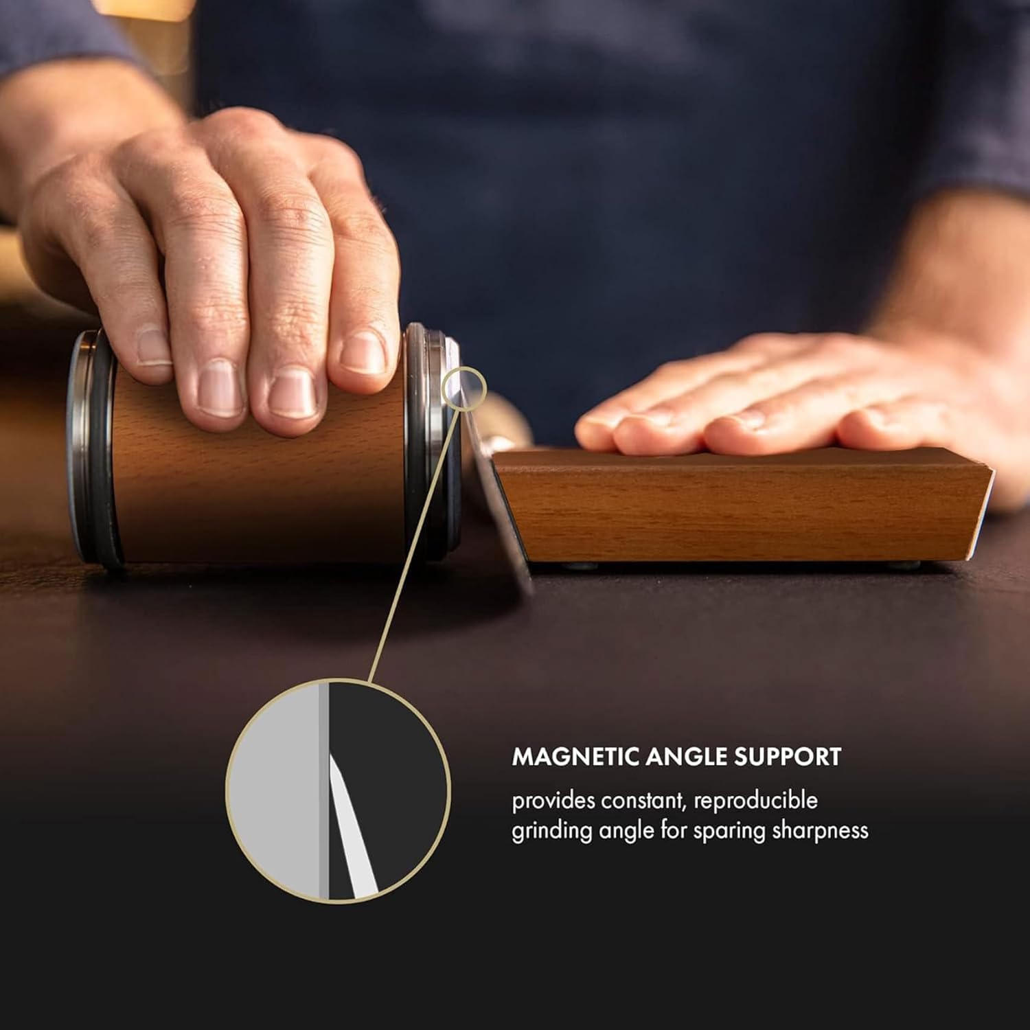 Manual Knife Sharpener, 1 Set  Wooden Knife Sharpening Stone with Two Grinding Angles Of 15° and 20°, Knife Sharpening Tool for Home Kitchen, Kitchen Accessories