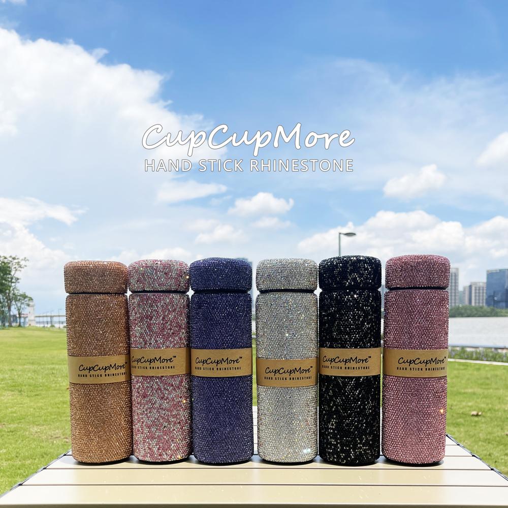 Live Cupcupmore 16oz Bling Rhinestone Vacuum Flasks Double Wall Stainless Steel Insulated tumbler with Leak-proof Lid Glitter Water bottle,Sparkle Portable Thermal Mug for Women Men,Keeps Cold 12 Hours and Hot 6 Hours Shiny Drinkware Cup