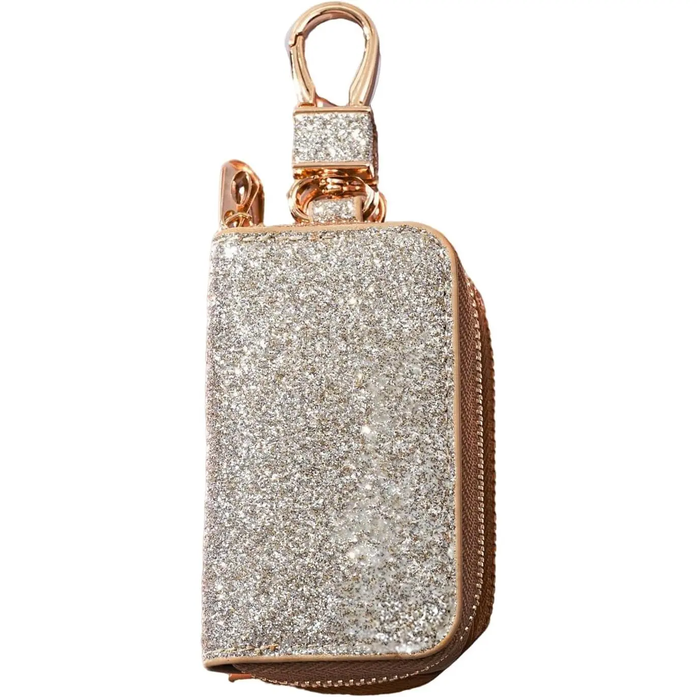 Zipper  Key Case,  Key Fob Cover,  Holder with Metal Hook, Sequins  Key Bag