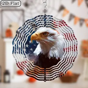 A vivid artwork featuring an eagle and a national flag, depicting a wind turbine - a sturdy patriotic outdoor decoration - a garden sculpture, making it a nice gift, suitable for hanging, and a dynamic decoration for both indoor and outdoor spaces