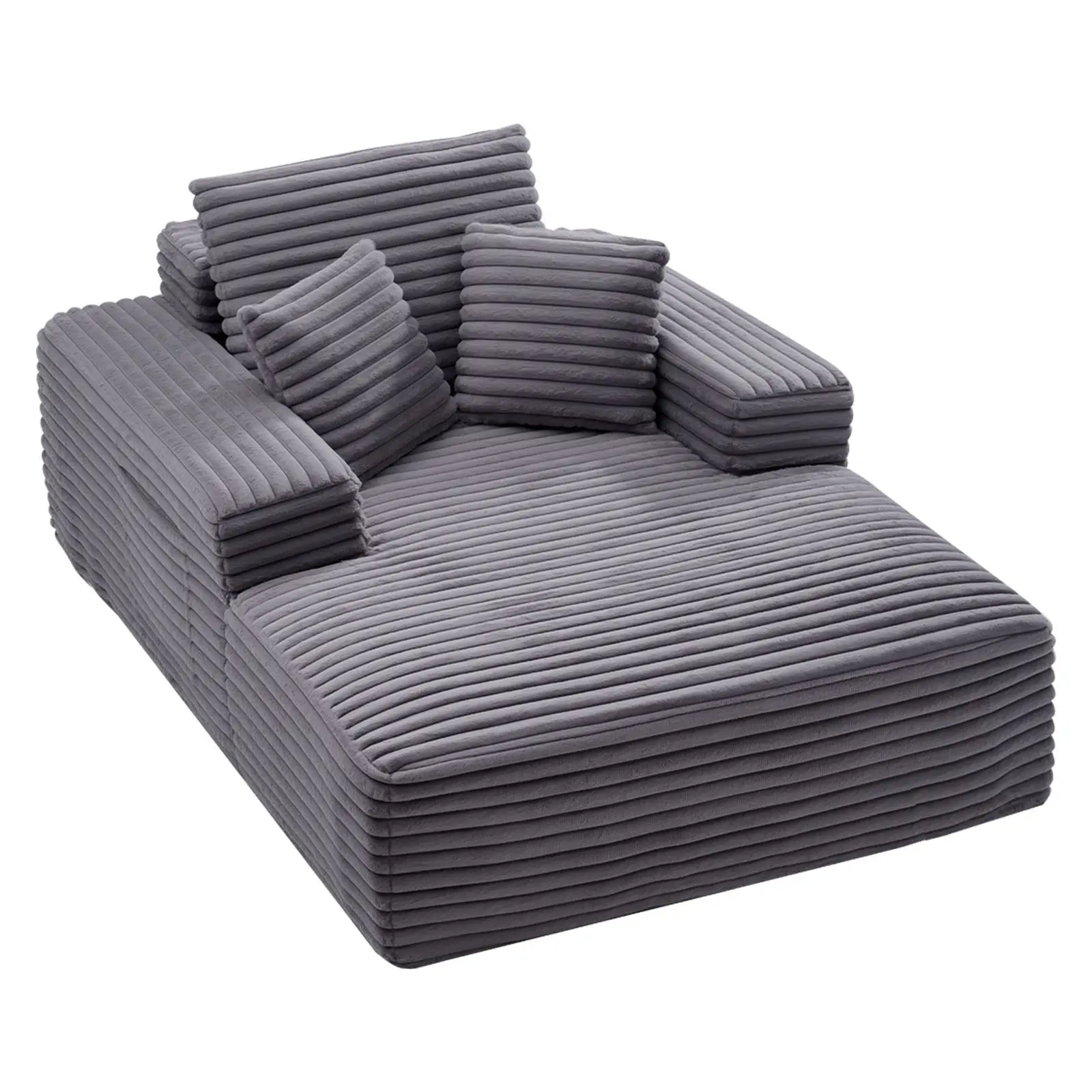 VEVOR Ergonomic Armchair, 54.33x59.06x27.56 inches Durable Boneless Striped Upholstered Oversized Reading Chair with Pillow, Armrests, Deep Seat Sleeper, Pocket Springs, for Living Room, Reading Nook, 39.5 kg, 48-72 Hours Delivery