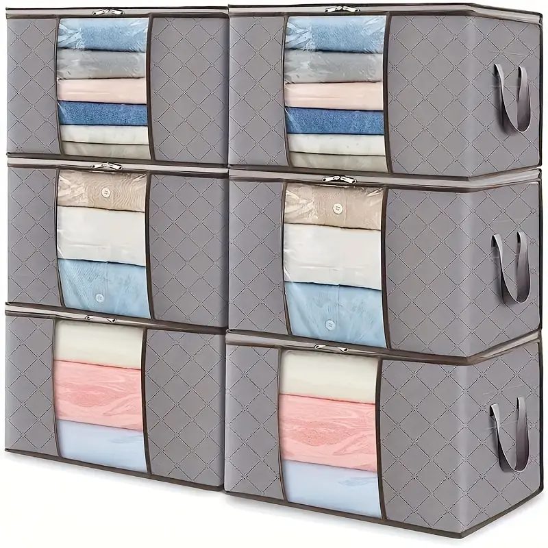 2/4/6 Pack Extra-Large Zipper Storage Bags – Under-Bed Organizer for Blankets, Comforters, Sweaters & Seasonal Clothing
