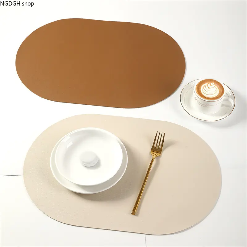 Dining Placemat - Oval Leather Placemats Set Table Mats Heat Resistant for Dining Kitchen Home Table Setting