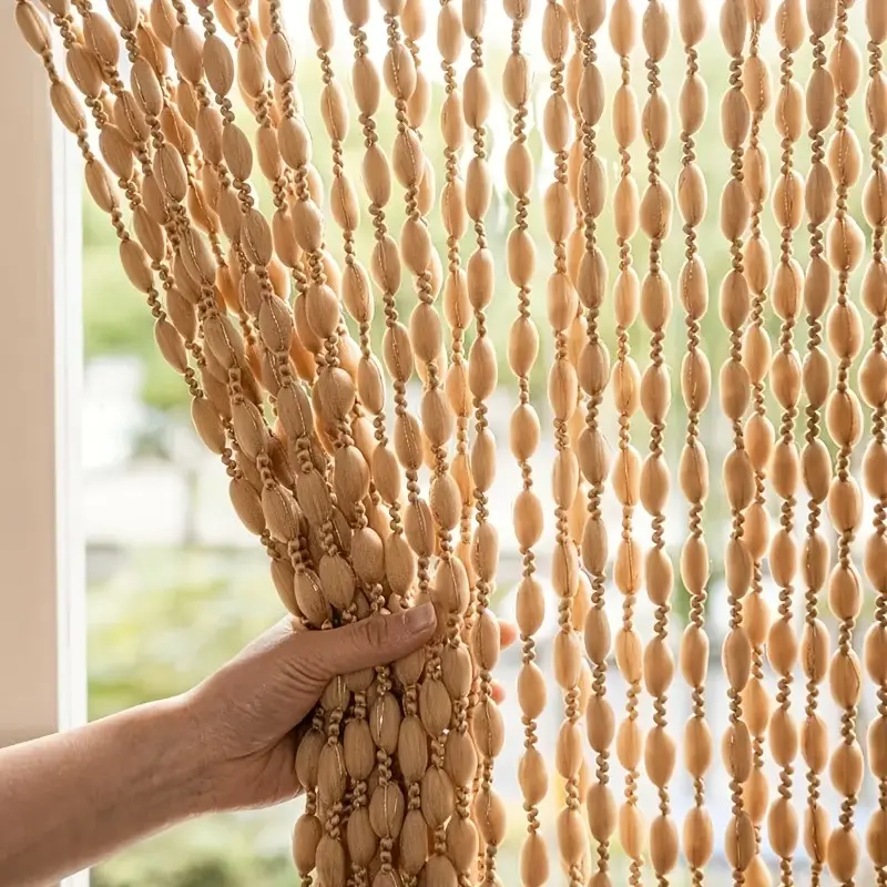 1pc Vintage Luxury Beaded Curtain, Elliptical Beads with Intricate Texture, Ideal for Entryway and Living Room Partition, Enhances Retro Home Aesthetic, Bead Curtains
