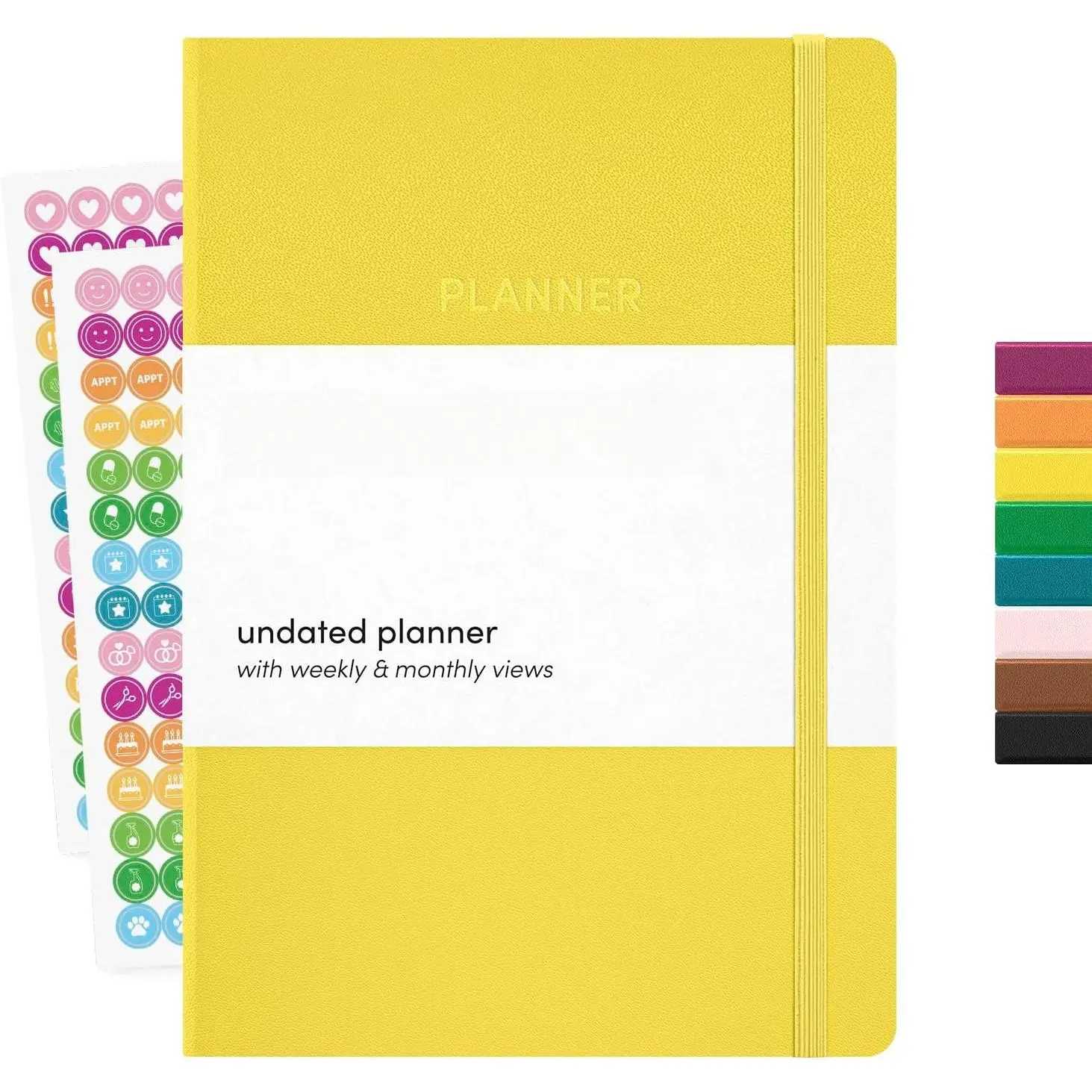Undated 12 Month Weekly & Monthly Planner with Durable Cover & Spiral Binding, 7.5 in x 9 in, Productivity Planner with Note Pages, Goals & Budget , Stickers & Bookmark (Lavender)