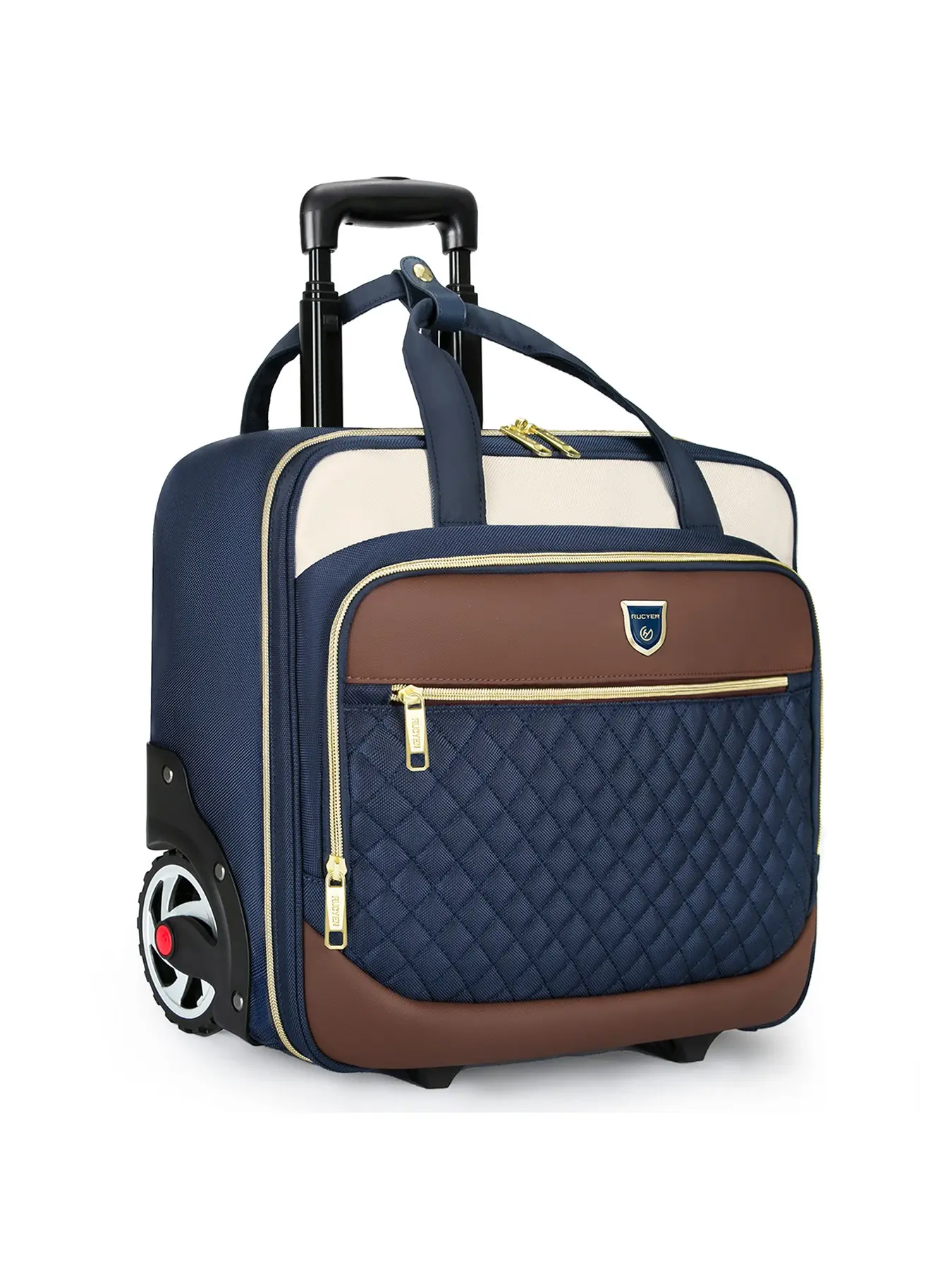 Business Laptop Rolling Bag with Wheels, Short Trip Travel Briefcase, Multi-Functional Layered Luggage, Commuter Carry-On Case