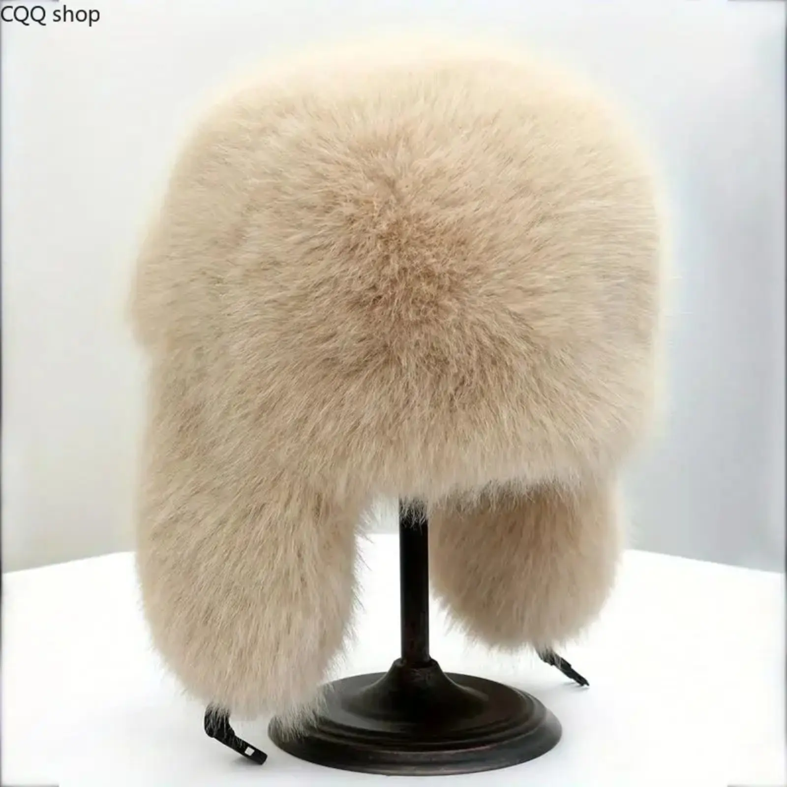 Elegant Vintage Ushanka Fur Hats - Thick Faux Fur Aviation Style Hiking Hat, Adjustable Hook-and-Loop Closure, Ear Coverage, Polyester All Weather Outdoor Headwear for Daily Wear, Hiking Hats