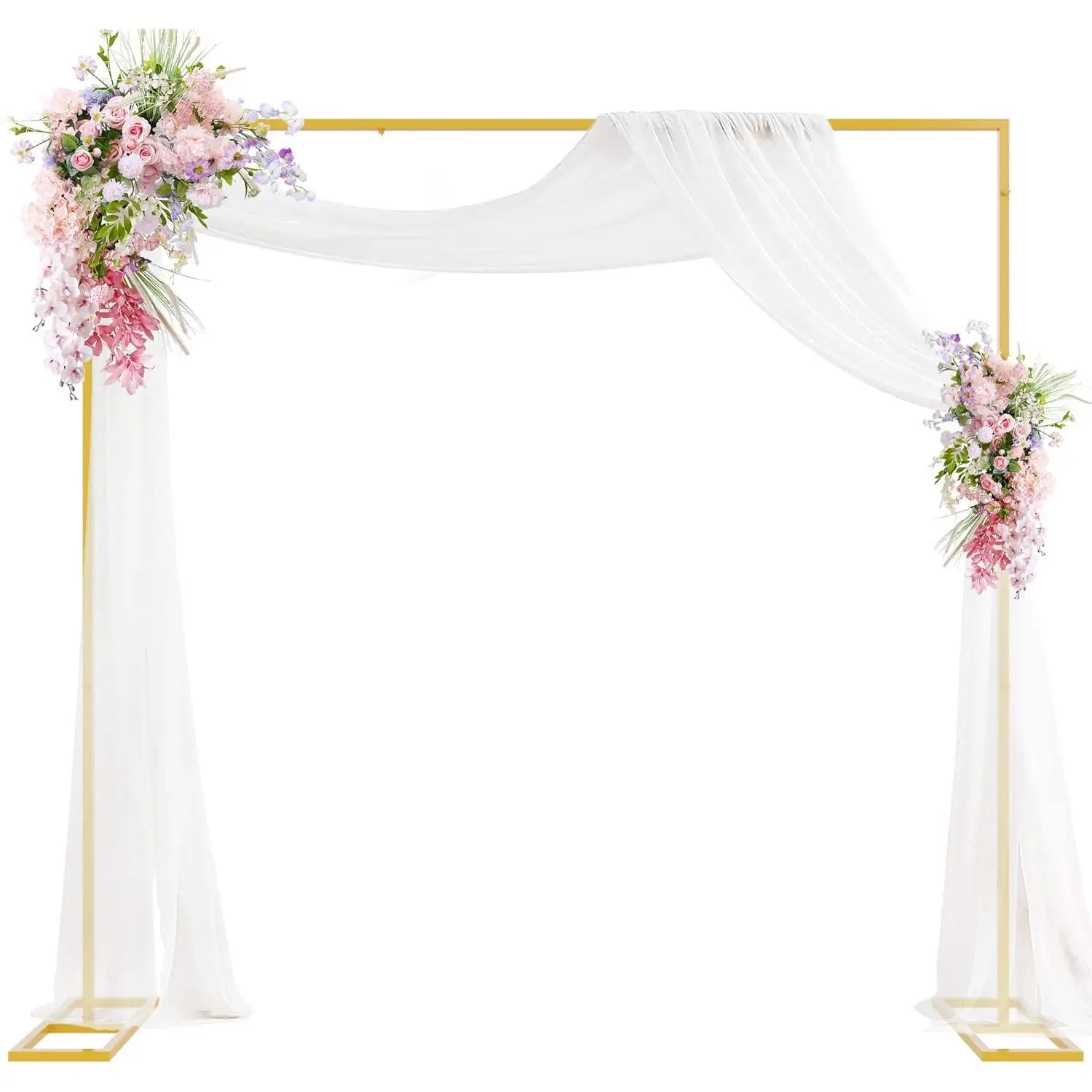 8ft x 8ft Heavy Duty Gold Pipe and Drape Backdrop Stand Kit - Adjustable Metal Frame, Backdrop Support, Sandbag Compatible for Wedding Photobooth, Exhibition Decorations